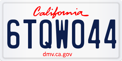 CA license plate 6TQW044