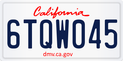 CA license plate 6TQW045