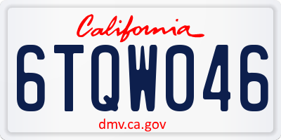 CA license plate 6TQW046