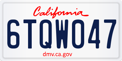 CA license plate 6TQW047