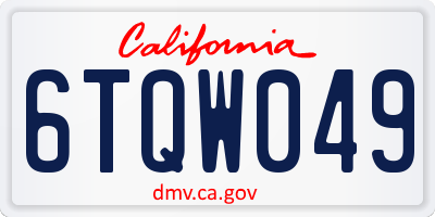 CA license plate 6TQW049