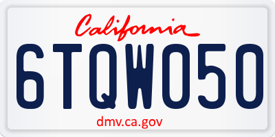 CA license plate 6TQW050