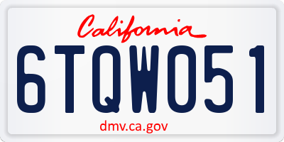 CA license plate 6TQW051