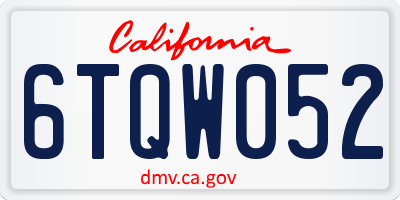 CA license plate 6TQW052