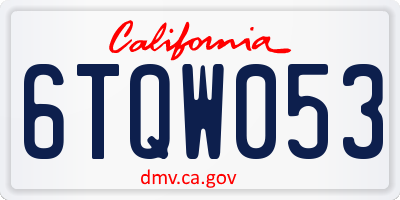 CA license plate 6TQW053