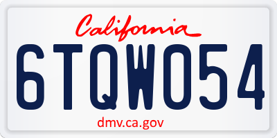 CA license plate 6TQW054