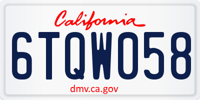 CA license plate 6TQW058