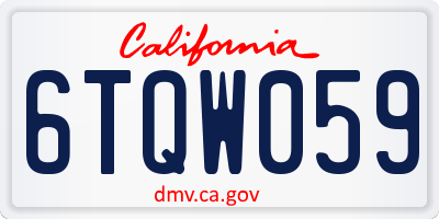 CA license plate 6TQW059