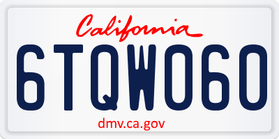 CA license plate 6TQW060