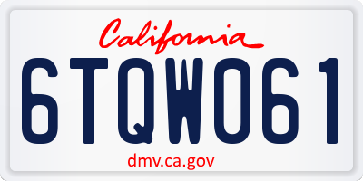 CA license plate 6TQW061