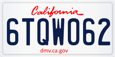 CA license plate 6TQW062