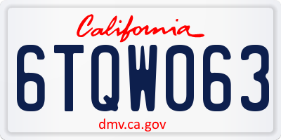 CA license plate 6TQW063