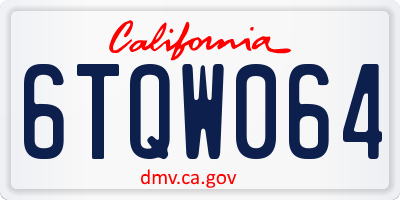 CA license plate 6TQW064