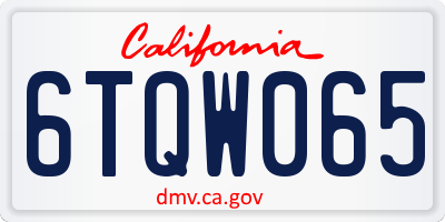 CA license plate 6TQW065