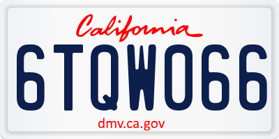 CA license plate 6TQW066
