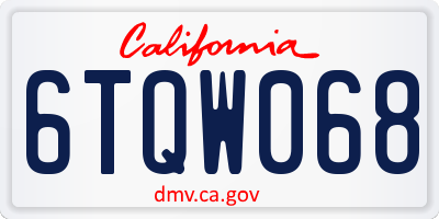 CA license plate 6TQW068