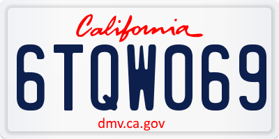 CA license plate 6TQW069