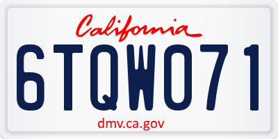CA license plate 6TQW071