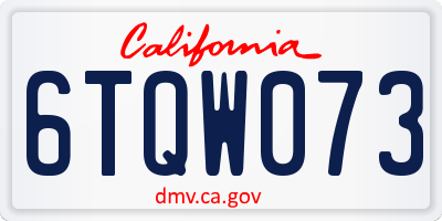 CA license plate 6TQW073