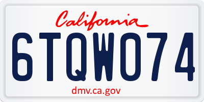 CA license plate 6TQW074