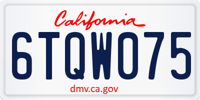 CA license plate 6TQW075