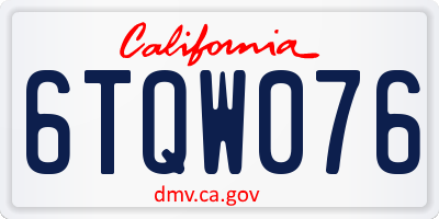 CA license plate 6TQW076