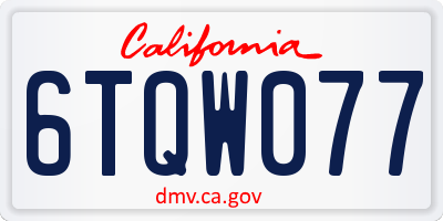 CA license plate 6TQW077