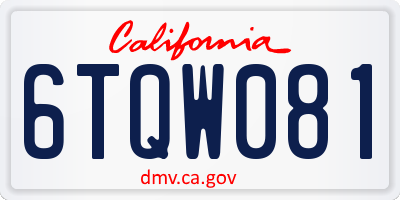 CA license plate 6TQW081