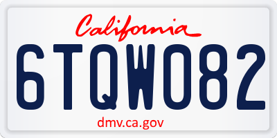 CA license plate 6TQW082