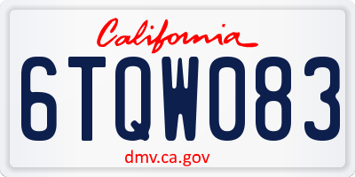 CA license plate 6TQW083