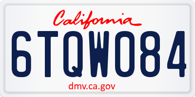 CA license plate 6TQW084