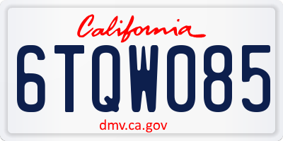 CA license plate 6TQW085