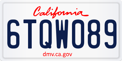 CA license plate 6TQW089