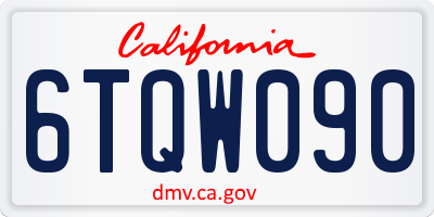 CA license plate 6TQW090