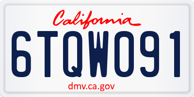 CA license plate 6TQW091