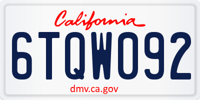 CA license plate 6TQW092