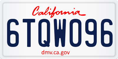 CA license plate 6TQW096