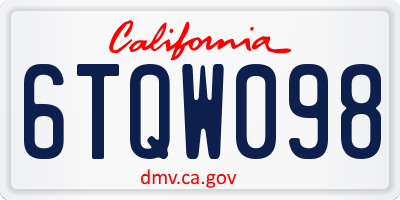 CA license plate 6TQW098