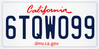 CA license plate 6TQW099