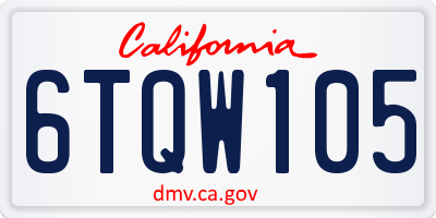 CA license plate 6TQW105