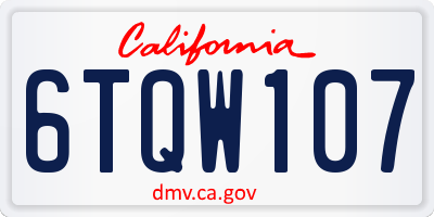 CA license plate 6TQW107