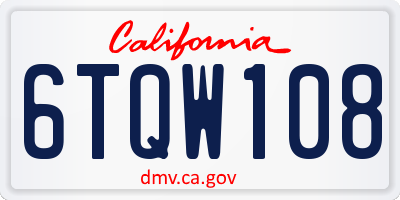 CA license plate 6TQW108