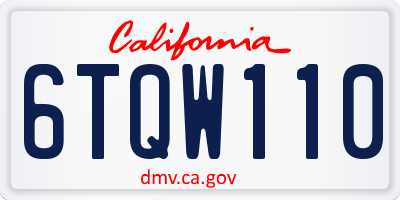 CA license plate 6TQW110