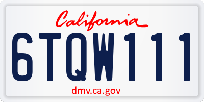 CA license plate 6TQW111