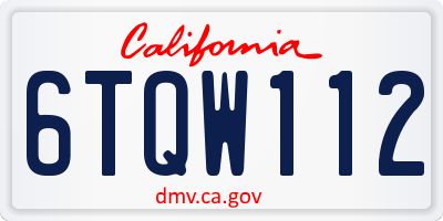 CA license plate 6TQW112