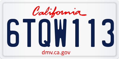 CA license plate 6TQW113