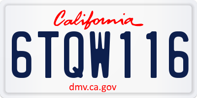 CA license plate 6TQW116