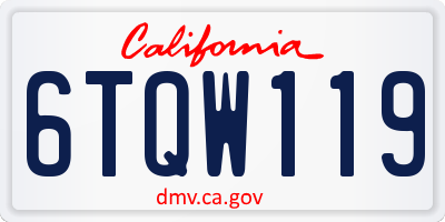 CA license plate 6TQW119