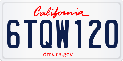 CA license plate 6TQW120
