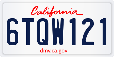 CA license plate 6TQW121
